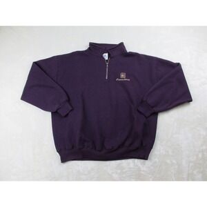 VINTAGE JERZEES Sweater Mens Extra Large Purple Connecticut 1/4 Zip USA 90s*
